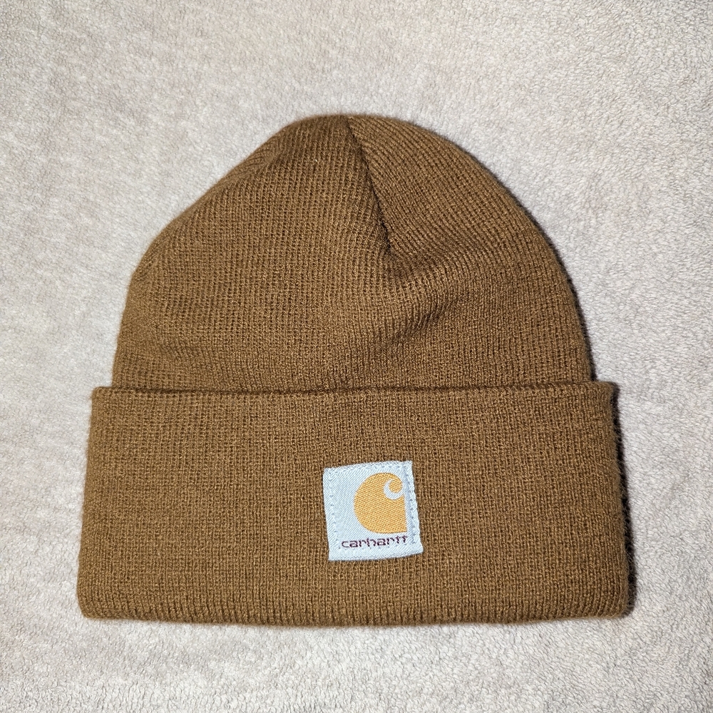 Carhartt Brown Knit Hat Durable Winter Beanie - Picture 2 of 3